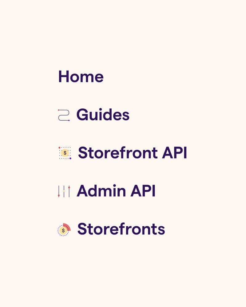 List of main navigation item