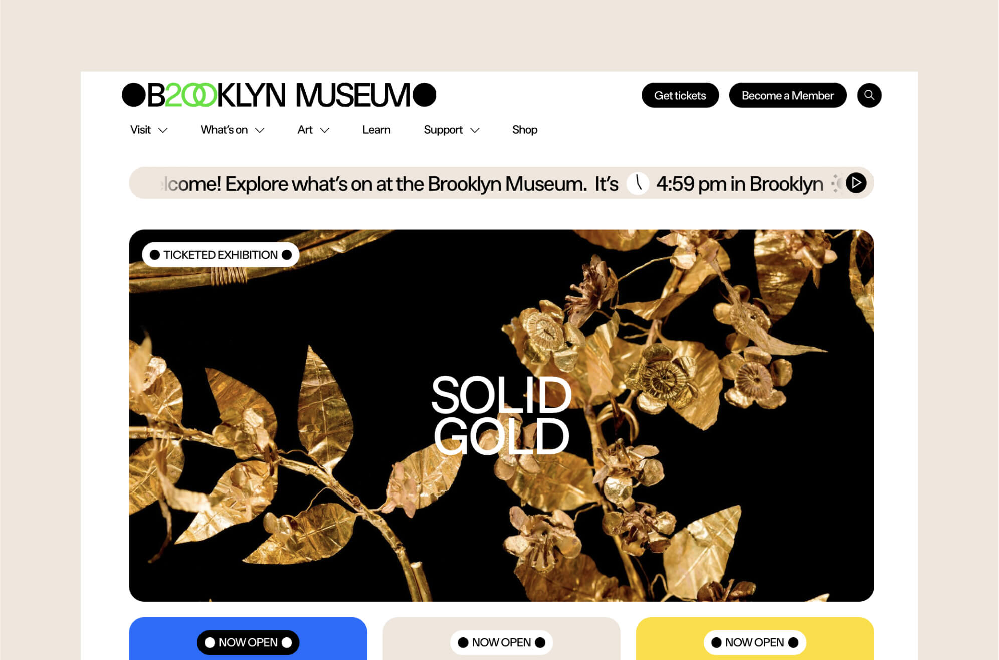 Brooklyn Museum website homepage